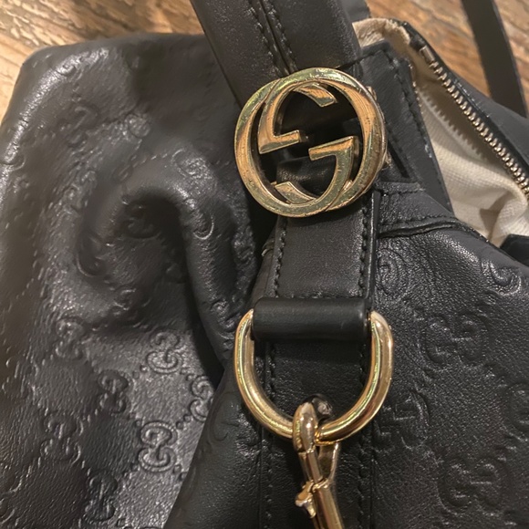 Gucci Hobo Black Leather Monogram - Picture 4 of 13